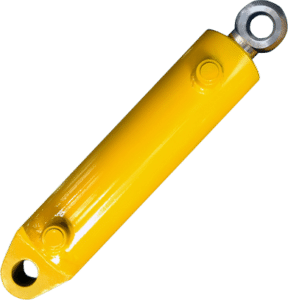 желтый гидравлический цилиндр двухстороннего действия