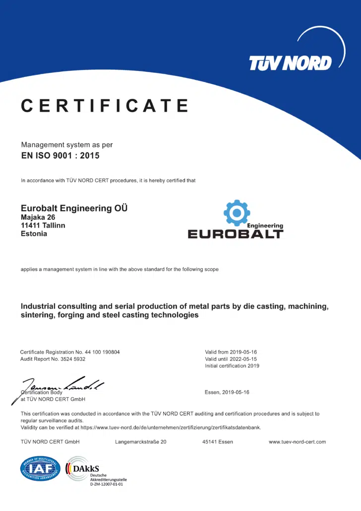 Eurobalt Engineering EN eCert Eurobalt ISO Certificate